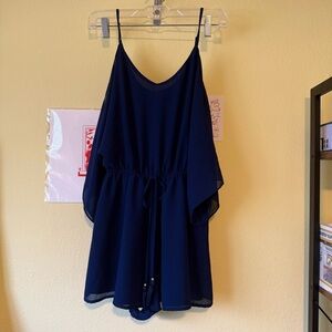 Mahina Navy Blue Cold Shoulder Romper